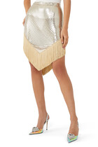 Fringe-Trimmed Chainmail Mini Skirt